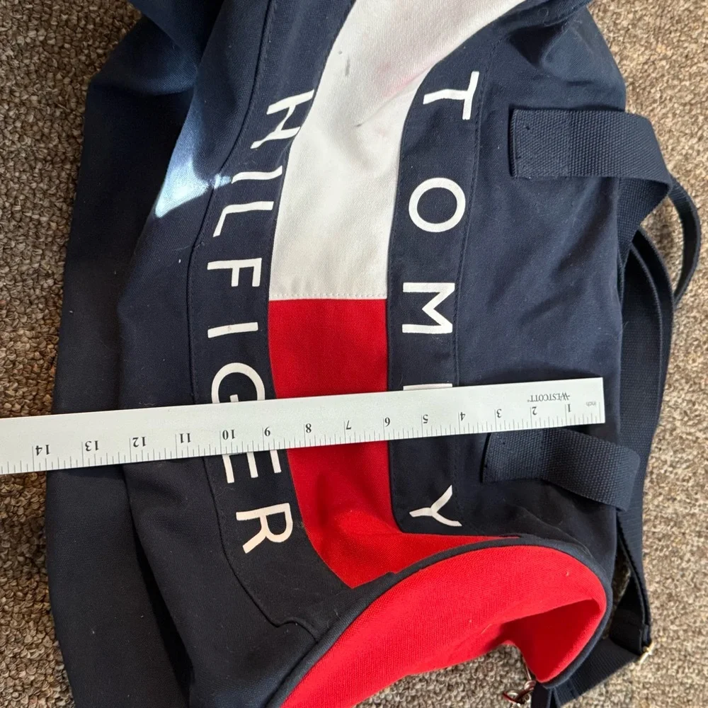 Tommy Hilfiger Navy Red Duffel Gym Bag Full Zip Has Stains See Photos‎